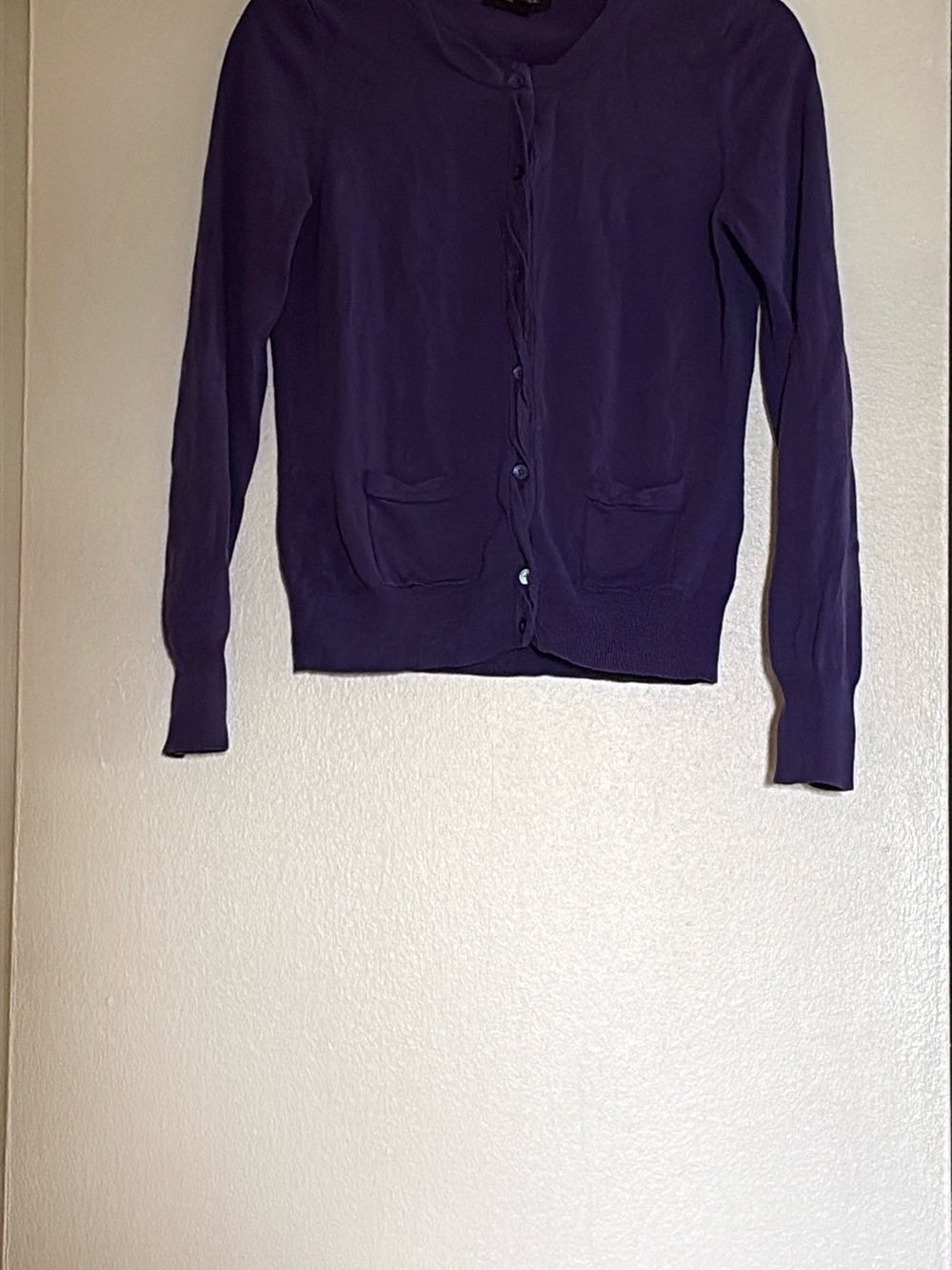Banana Republic Purple 100% Cotton Crewneck Button Up Cardigan Sweater Small